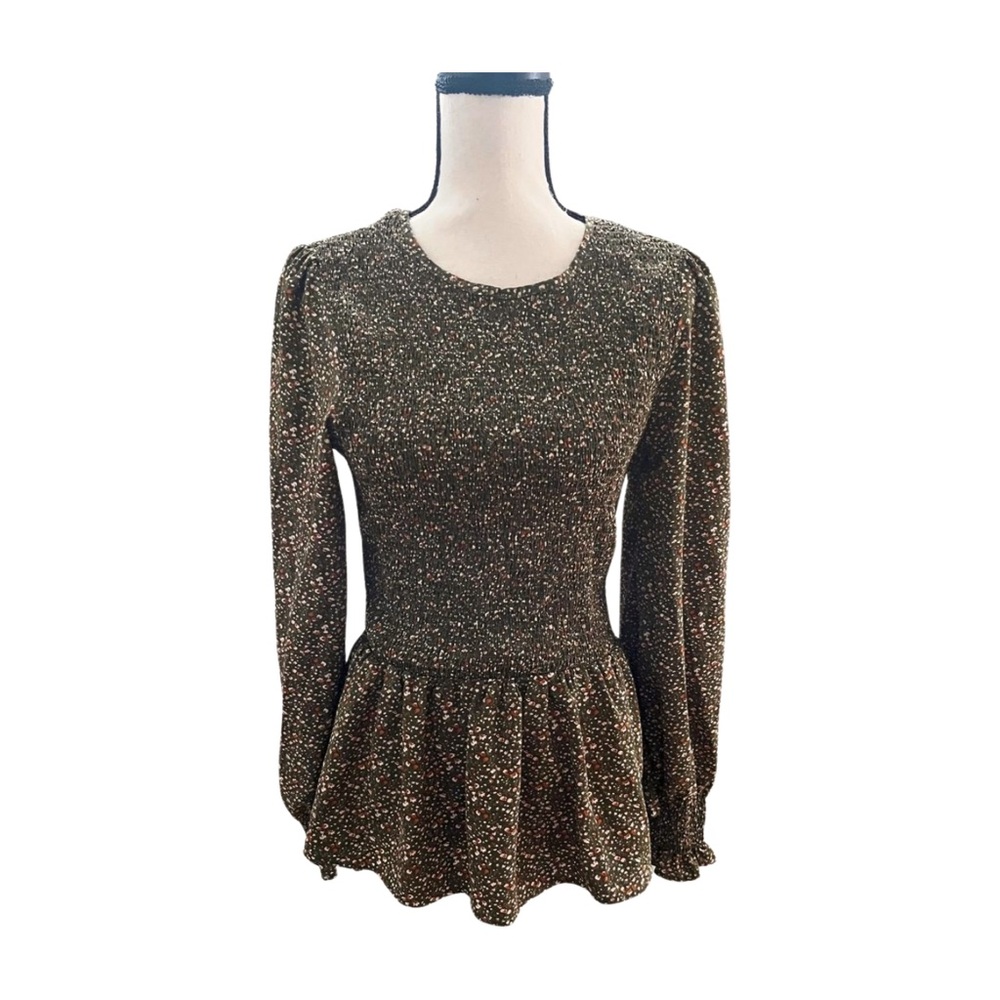 Fashion Brand Smocked Long Sleeve Floral Blouse Large - Picture 1 of 10